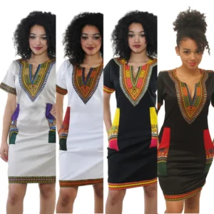 African V-Neck Dress