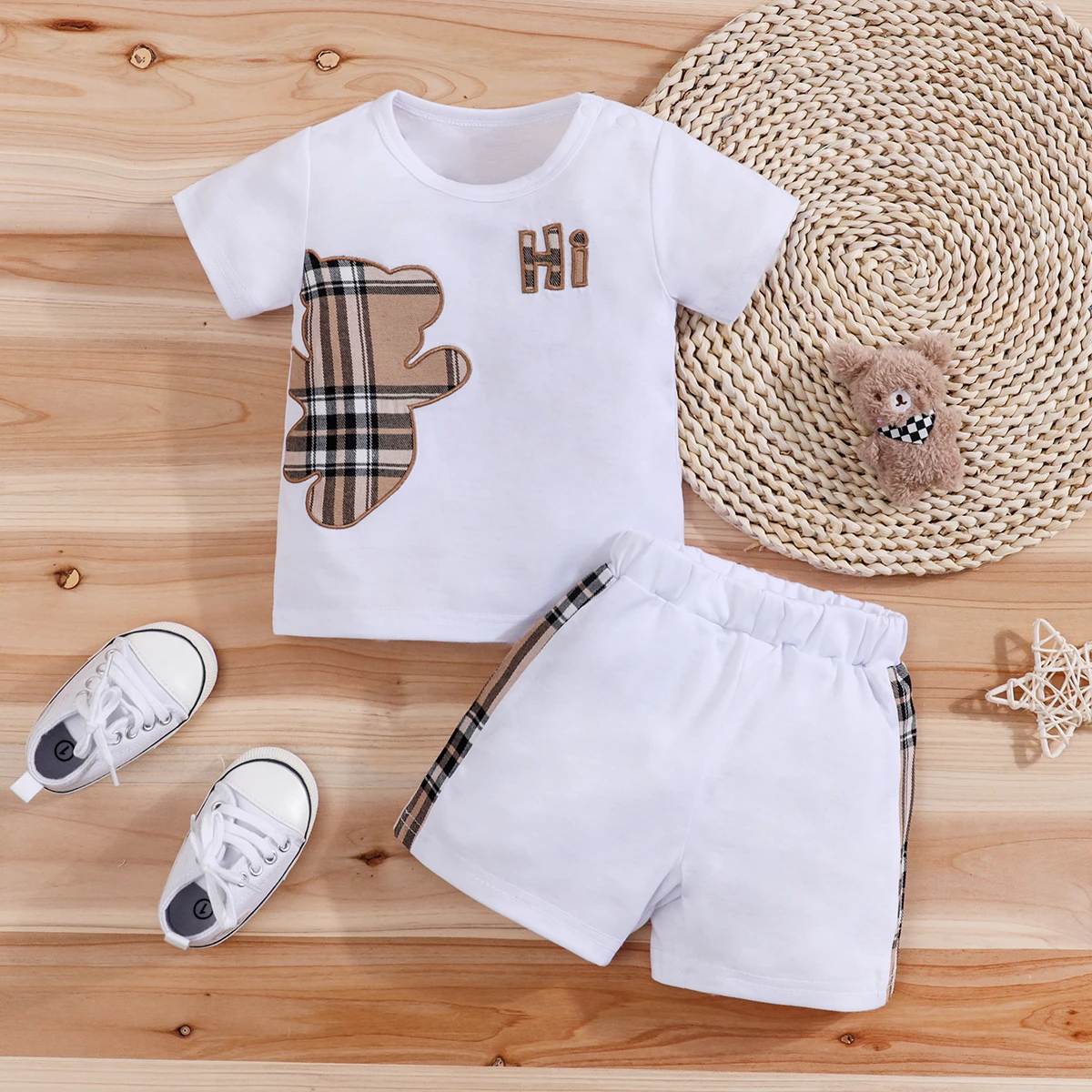 Baby Bear Print Outfit Set