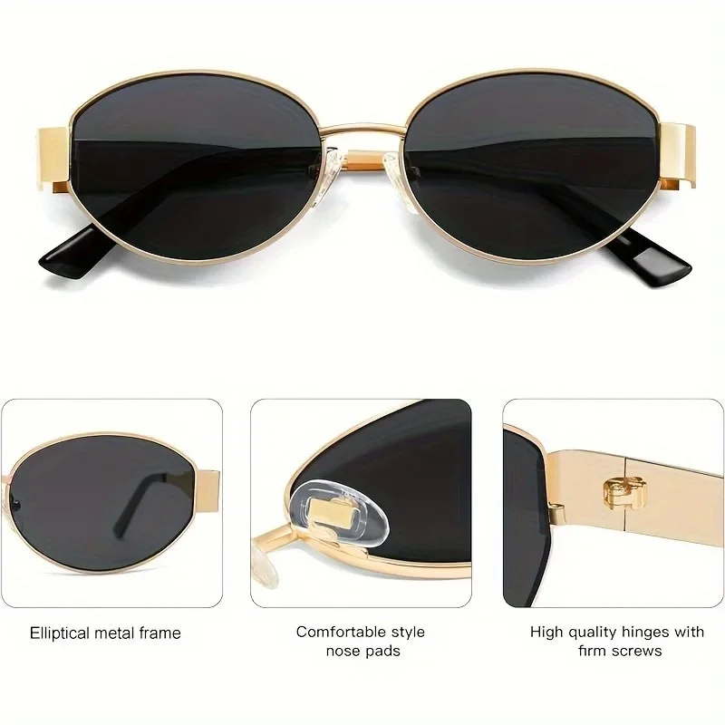Oval Metal Frame Sunglasses - Image 3