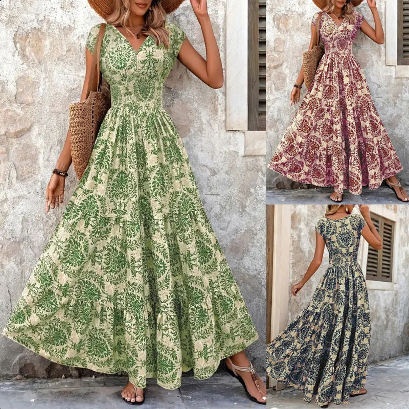 Vintage Floral V-Neck Dress - Image 6